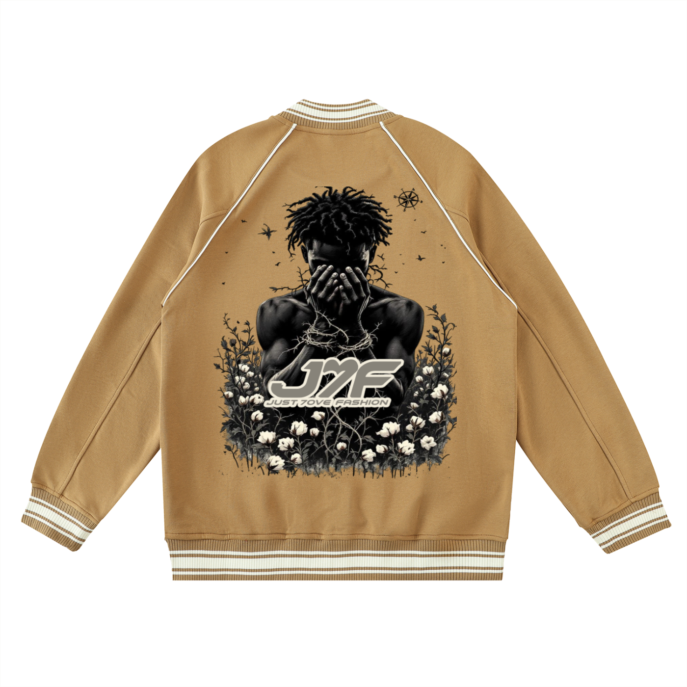 Contrast Trim Raglan Varsity Jacket