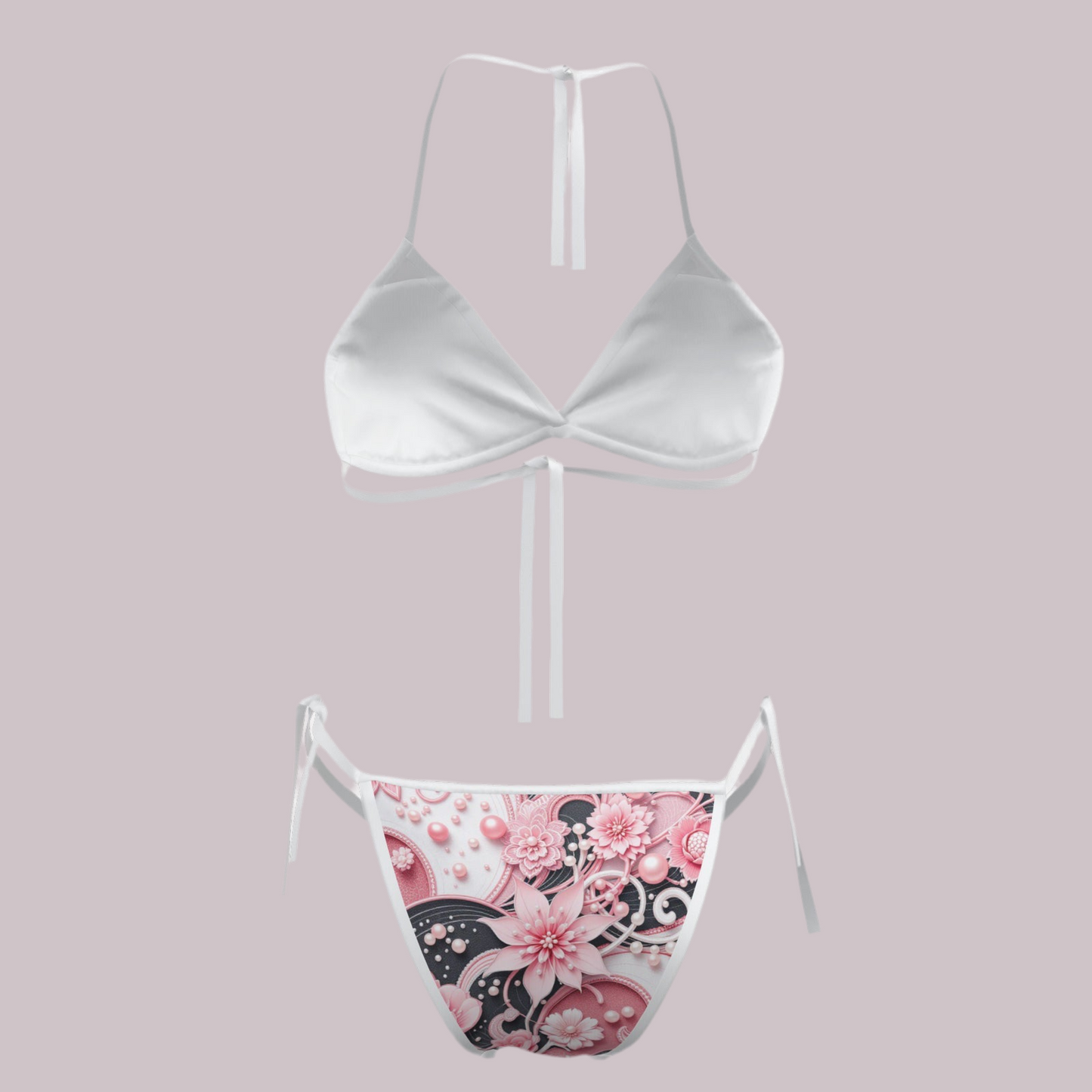 All-Over Print Women's Cami Bikini Swimsuit-Milk Silk 180 GSM