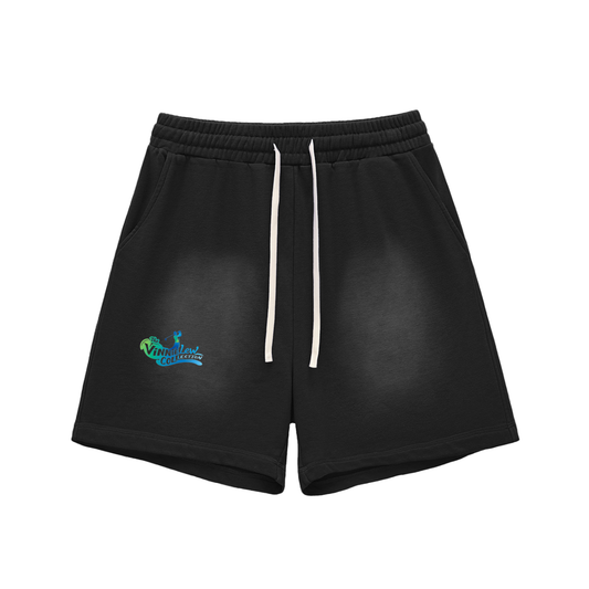 Sun Fade Raw Edge Cotton Shorts
