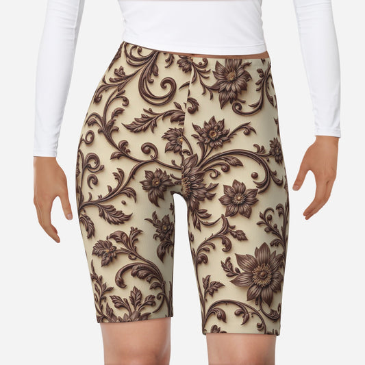 All-Over Print Women's Yoga Shorts-Polyester Double Side 250 GSm