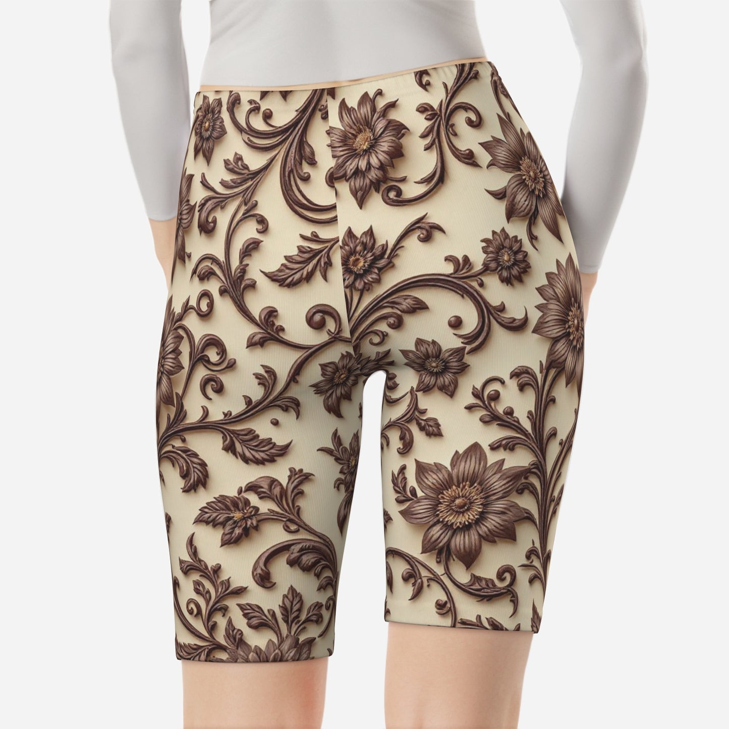 All-Over Print Women's Yoga Shorts-Polyester Double Side 250 GSm