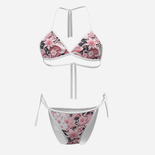 All-Over Print Women's Cami Bikini Swimsuit-Milk Silk 180 GSM