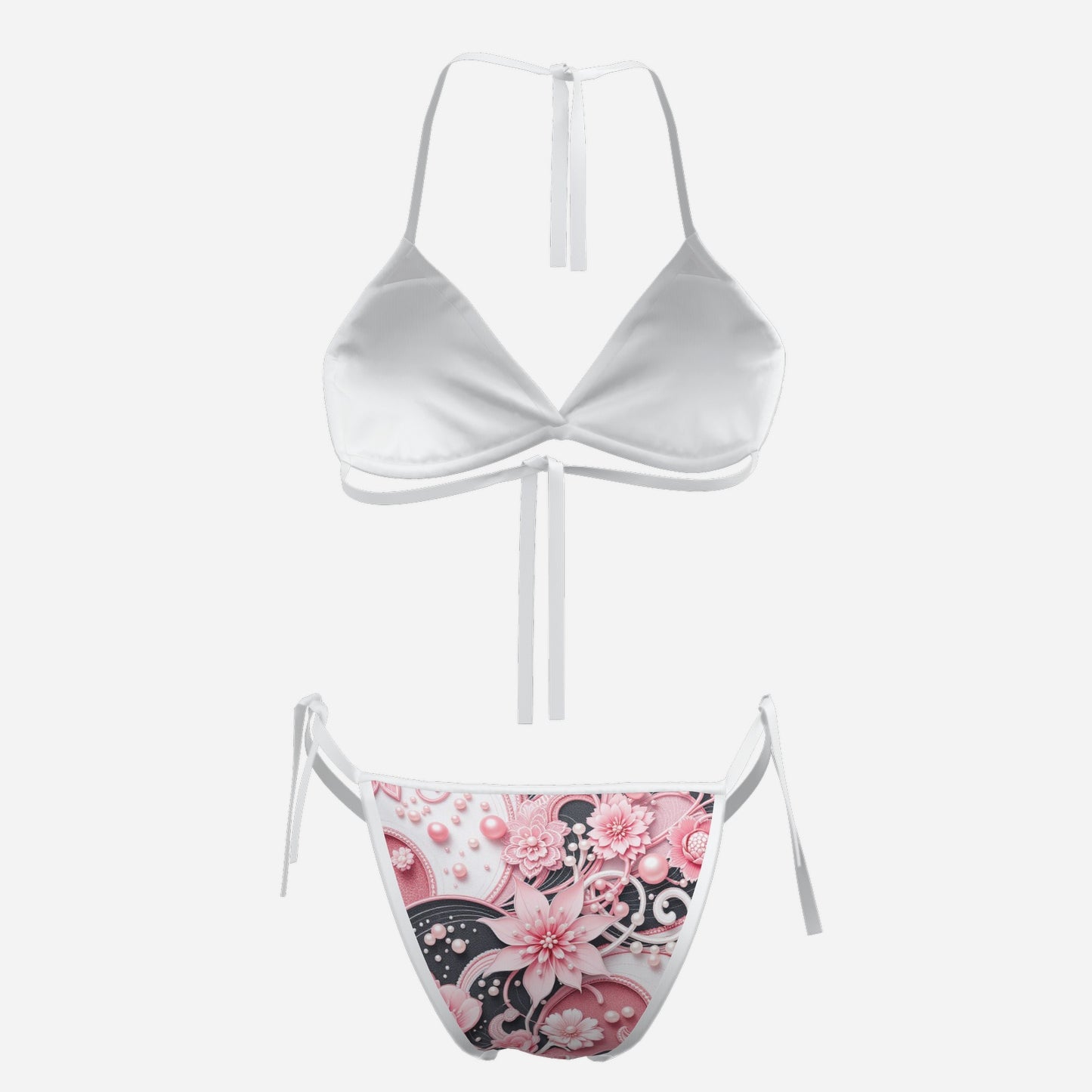 All-Over Print Women's Cami Bikini Swimsuit-Milk Silk 180 GSM