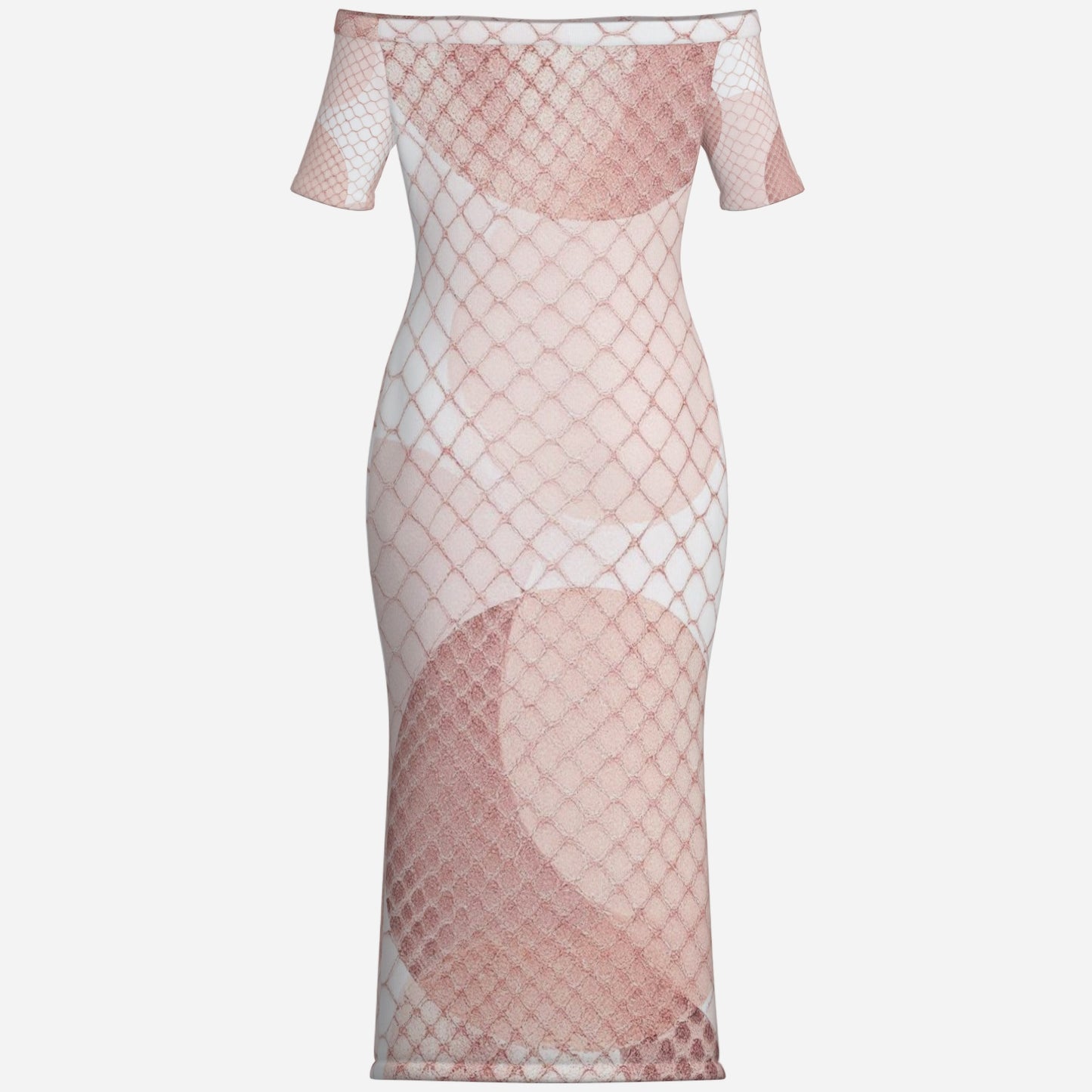 All-Over Print Women's One-Shoulder Long Dress-Milk Silk 180 GSM