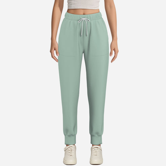 All-Over Print Women's Autumn/Winter Jogging Pants with Pocket-Imitation Cotton High Stretch Sweatshirt 280 GSM