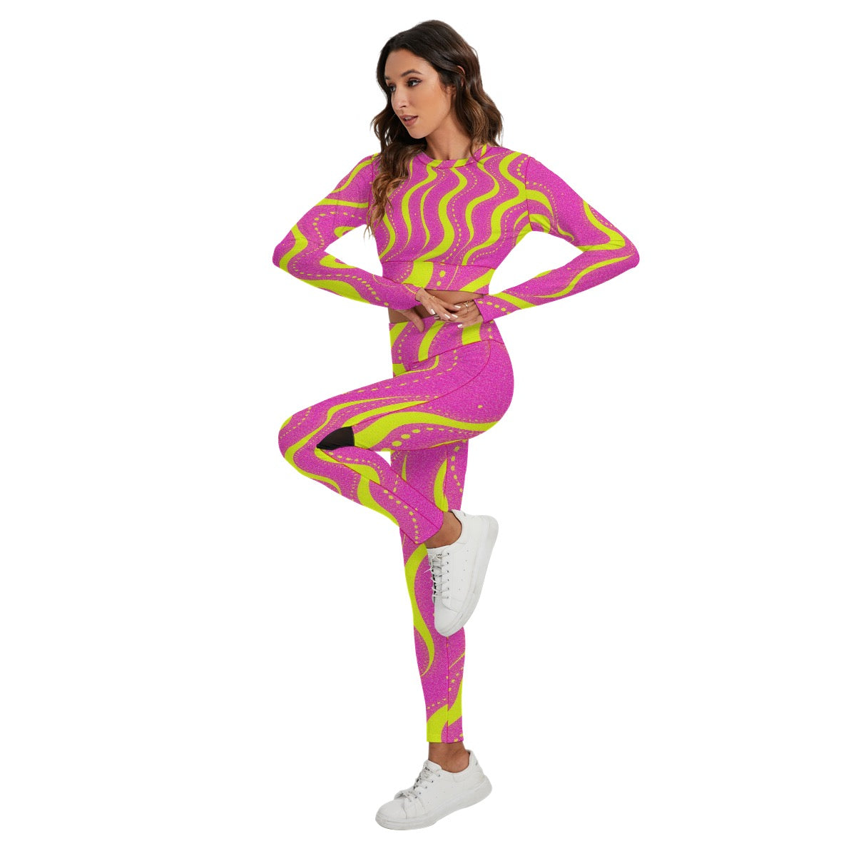 All-Over Print Women's Sport Set With Backless Top And Leggings