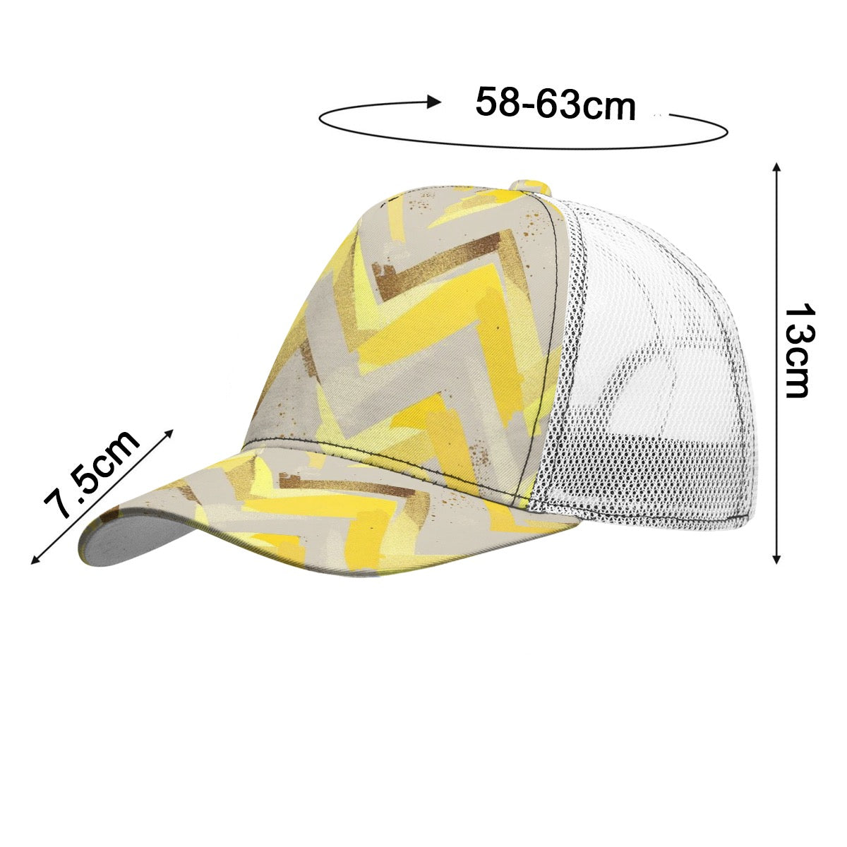 All-Over Print Black Buckle Peaked Mesh Cap With Box