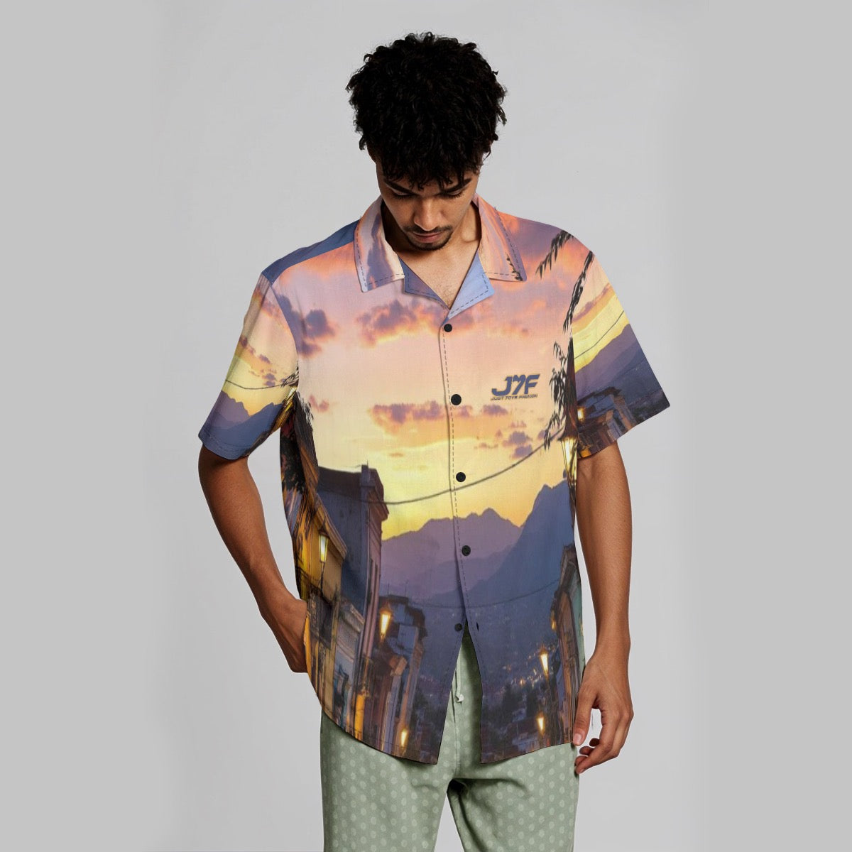 All-Over Print Men's Hawaiian Shirt With Button Closure |115GSM Cotton poplin