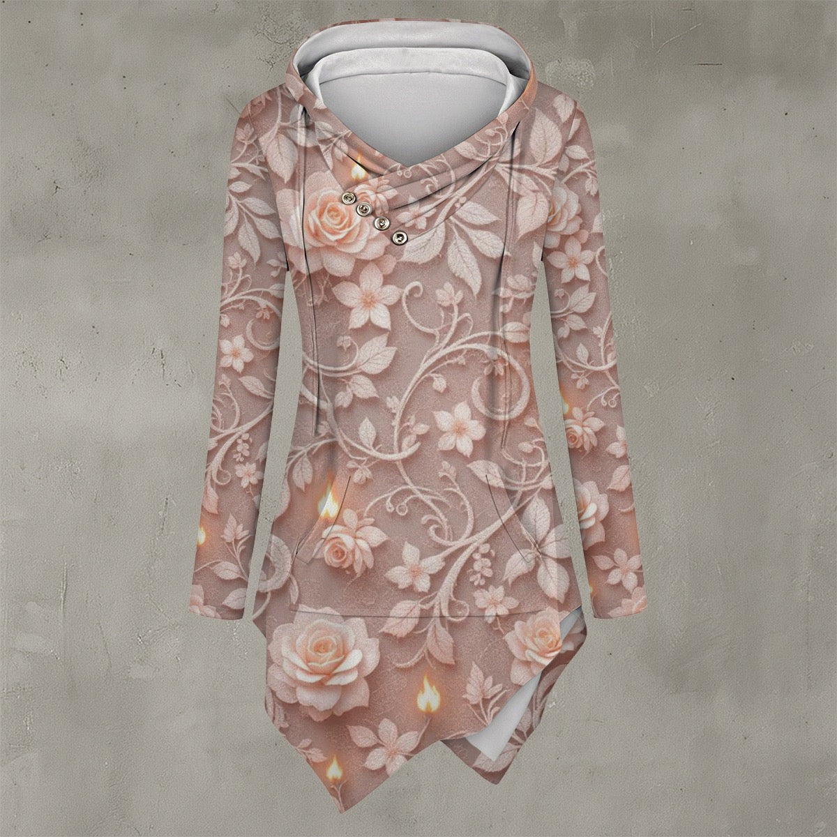 All-Over Print Women's Asymmetric Hem Hoodie