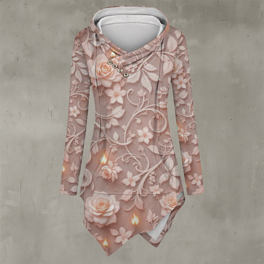 All-Over Print Women's Asymmetric Hem Hoodie