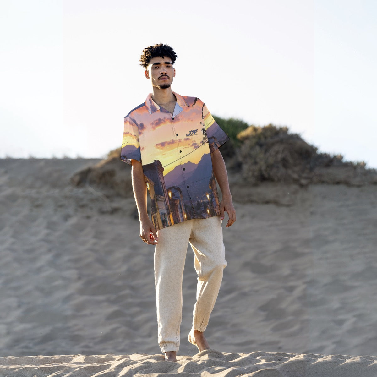All-Over Print Men's Hawaiian Shirt With Button Closure |115GSM Cotton poplin