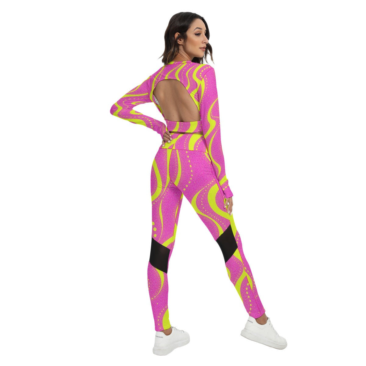 All-Over Print Women's Sport Set With Backless Top And Leggings