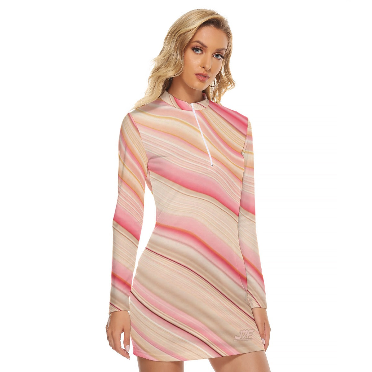 All-Over Print Women's Zip Front Tight Dress