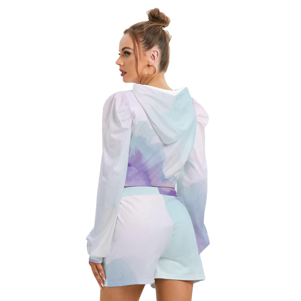 All-Over Print Women's Mirco Fleece Hoodie And Shorts Set