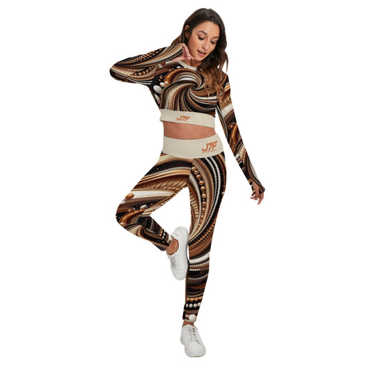 All-Over Print Women's Sport Set With Backless Top And Leggings