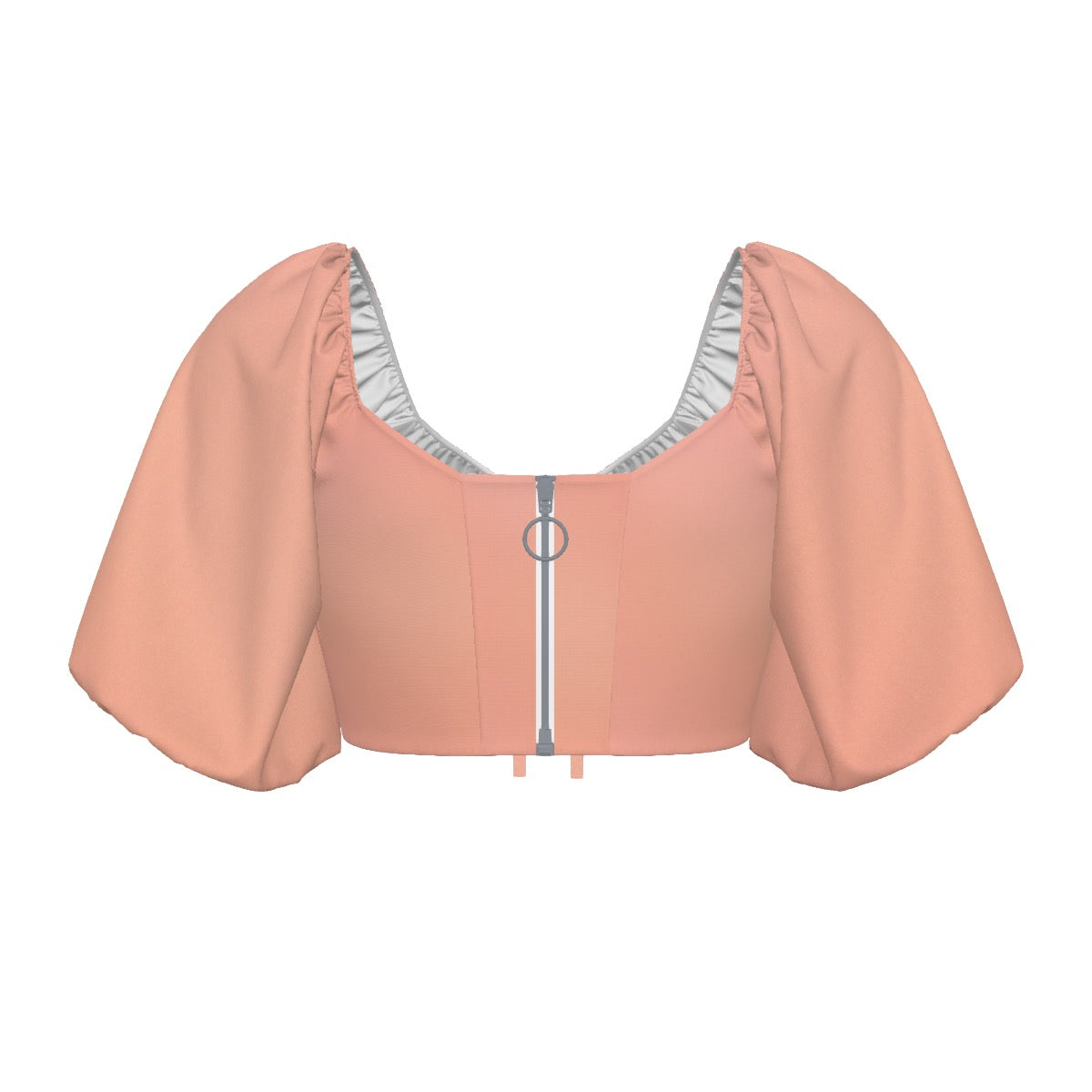All-Over Print Women's Square Collar Cropped Top With Puff Sleeve