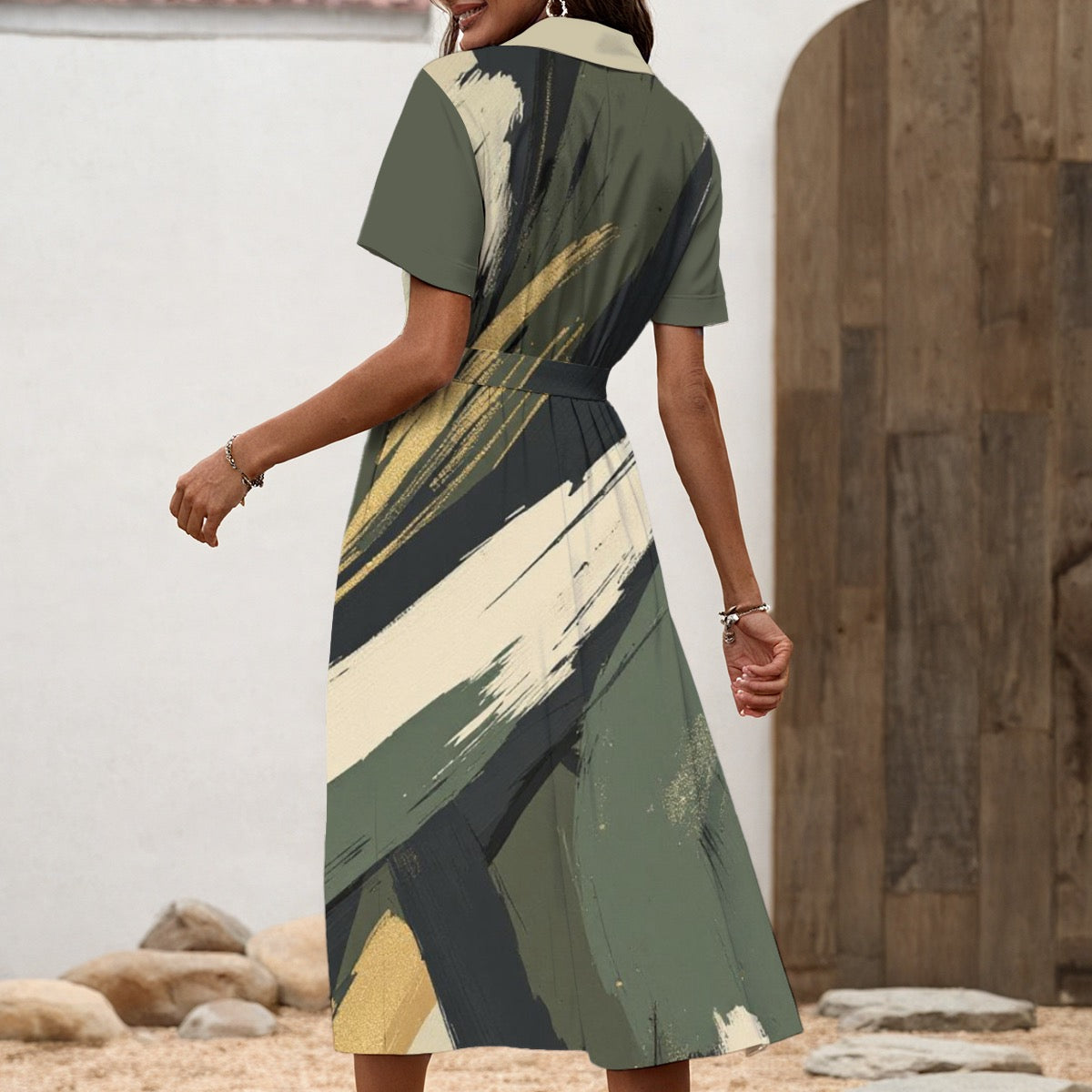 Women's Shirt Dress with Waist Tie