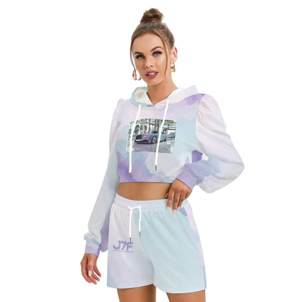 All-Over Print Women's Mirco Fleece Hoodie And Shorts Set