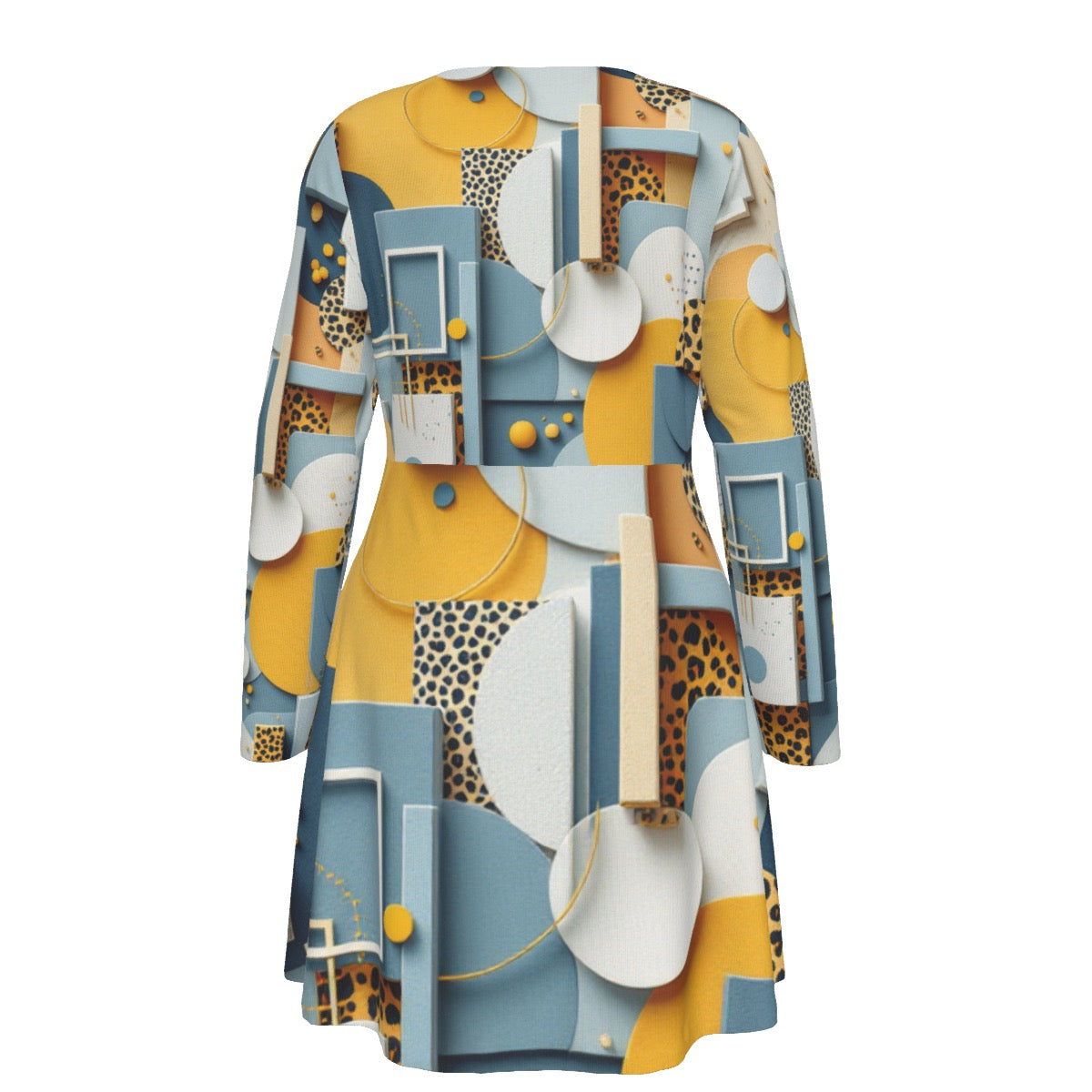 Women's V-neck Long Sleeve Dress(Plus Size)