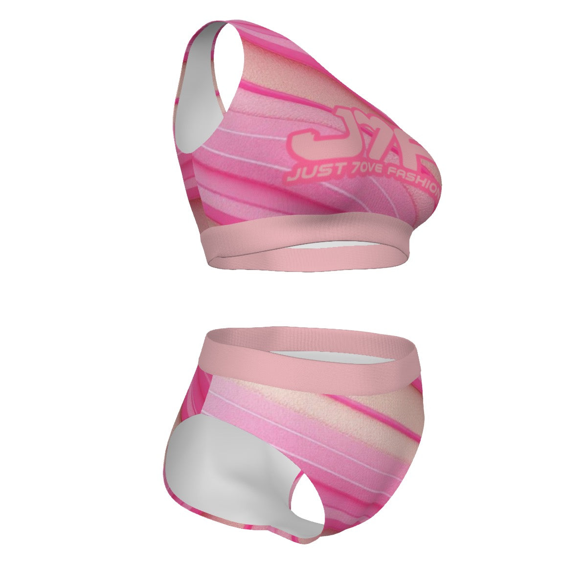 All-Over Print Women's Bikini With Single Shoulder