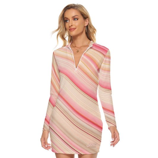 All-Over Print Women's Zip Front Tight Dress