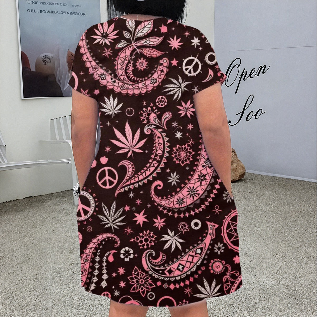 Women'S V Neck Short Sleeve Dress|Plus Size