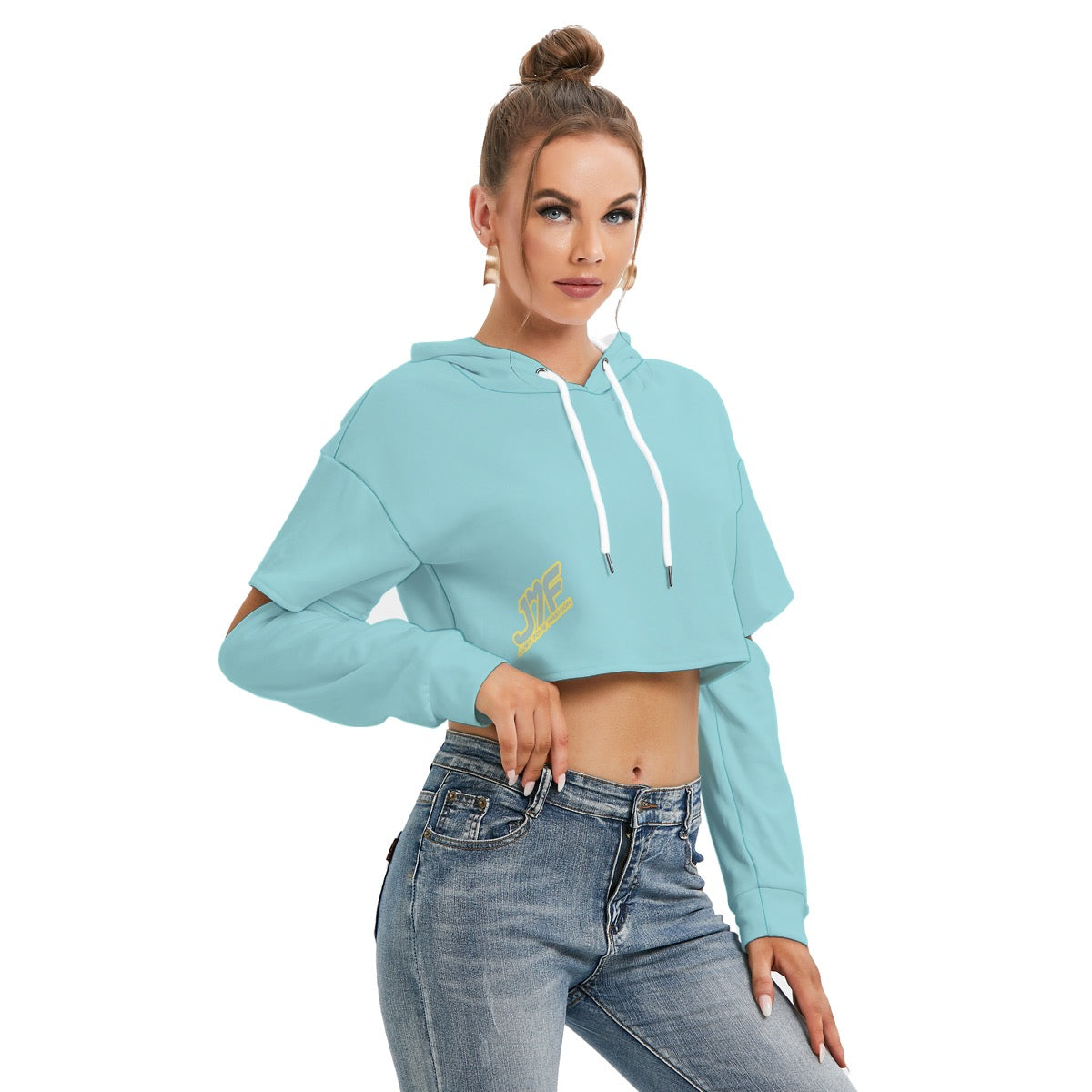 Women's Heavy Fleece Hoodie With Hollow Out Sleeve