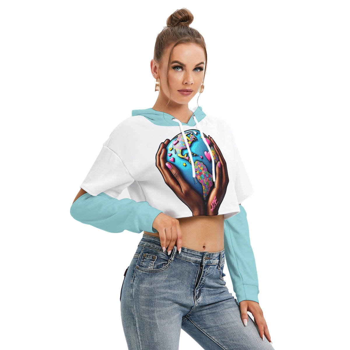 Women's Fleece Hoodie With Hollow Out Sleeve
