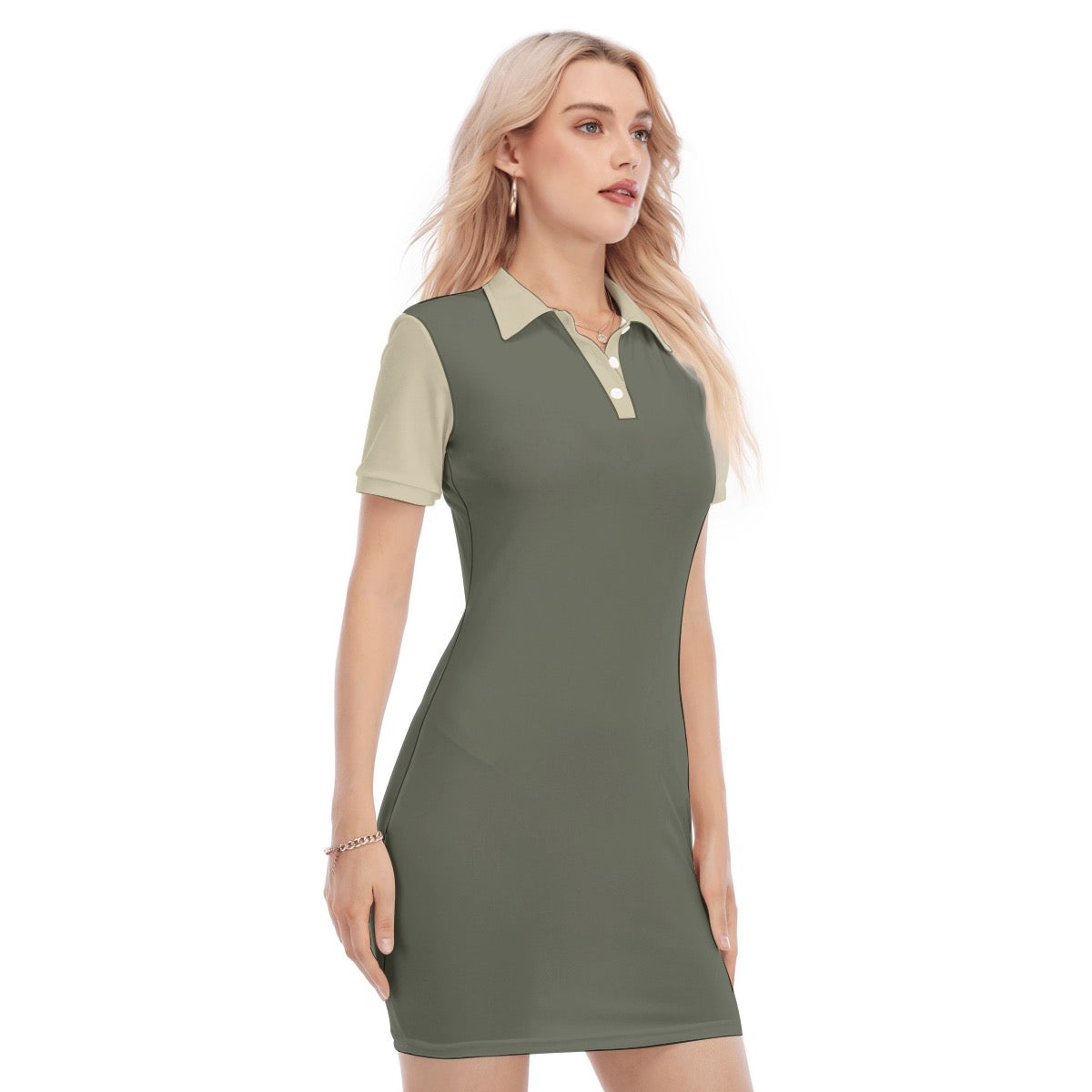 All-Over Print Women's Polo Collar Dress