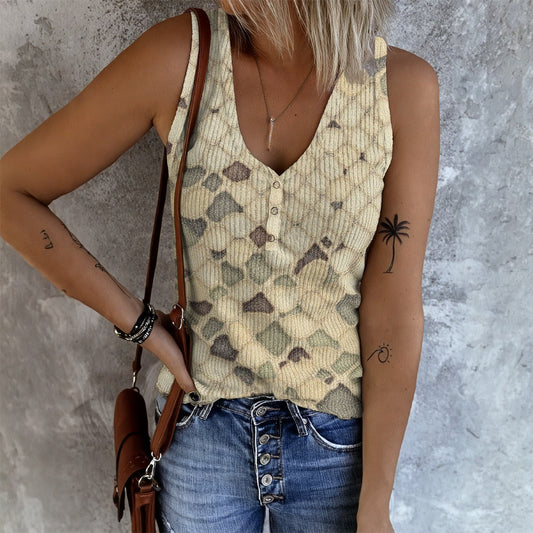 Snake print Women's Button Vest