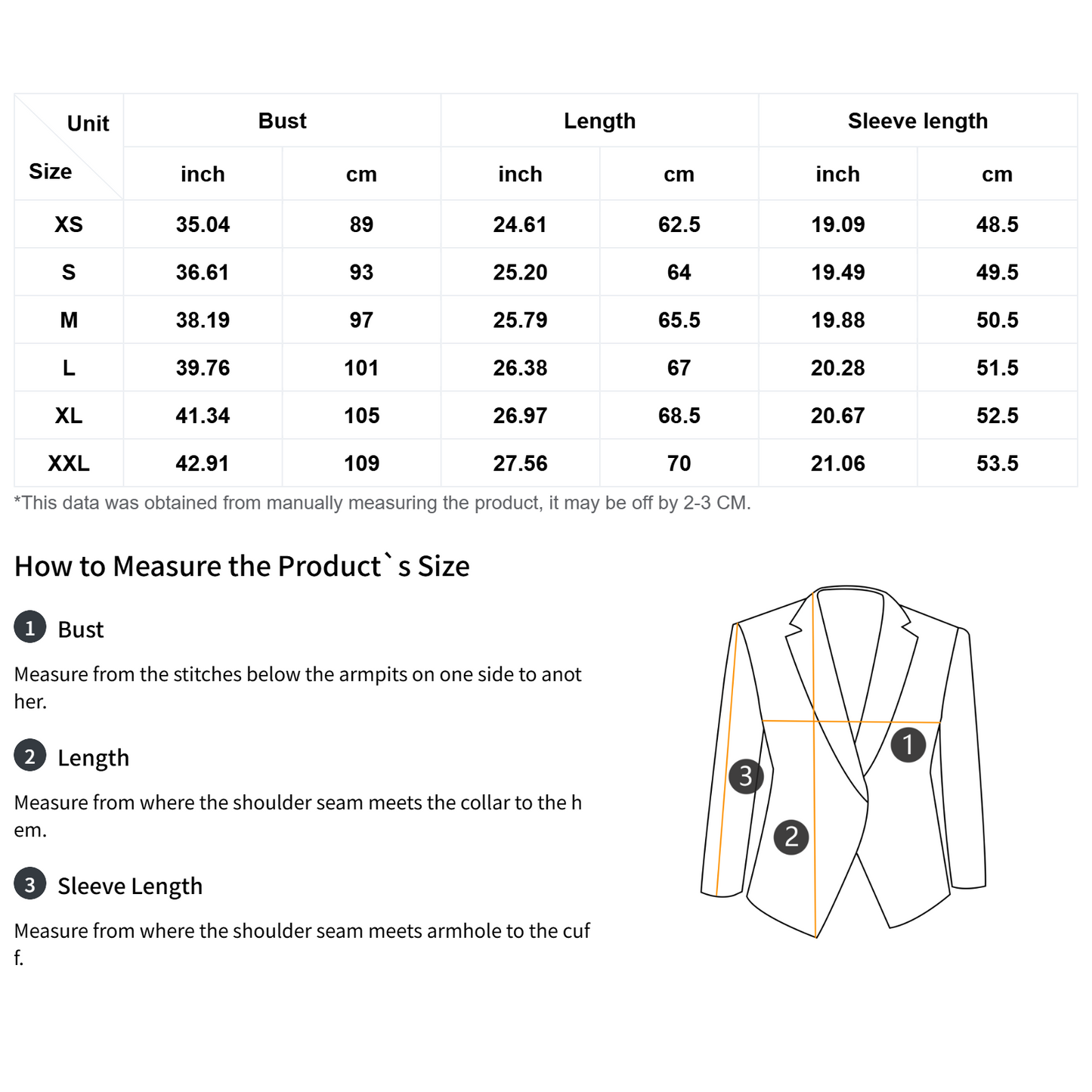 Women's Blazer Jacket Slim Fit-No Button-Air Layer 230 GSM