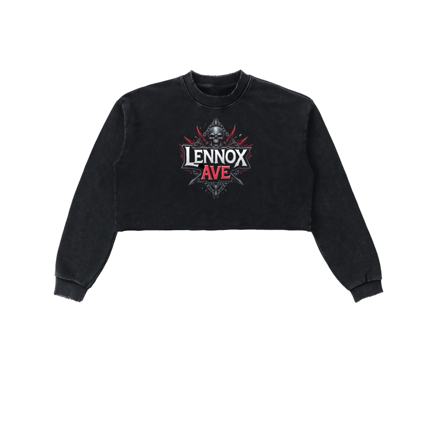 Snow Washed Raw Edge Cropped Sweatshirt