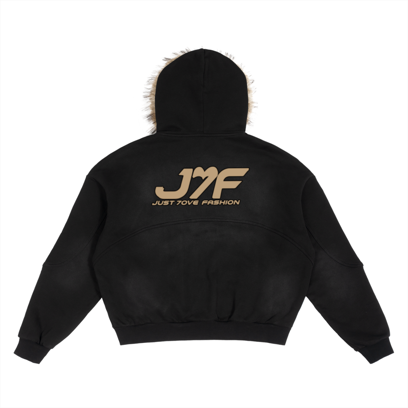 Sun Fade Boxy Detachable Fur Hoodie