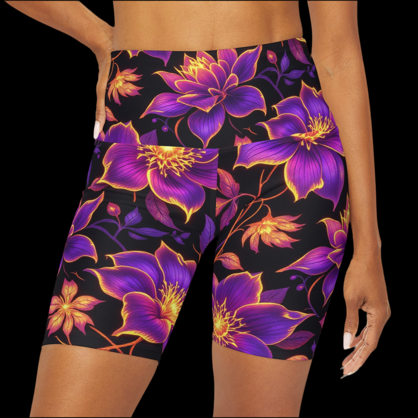 High Waisted Yoga Shorts (AOP)