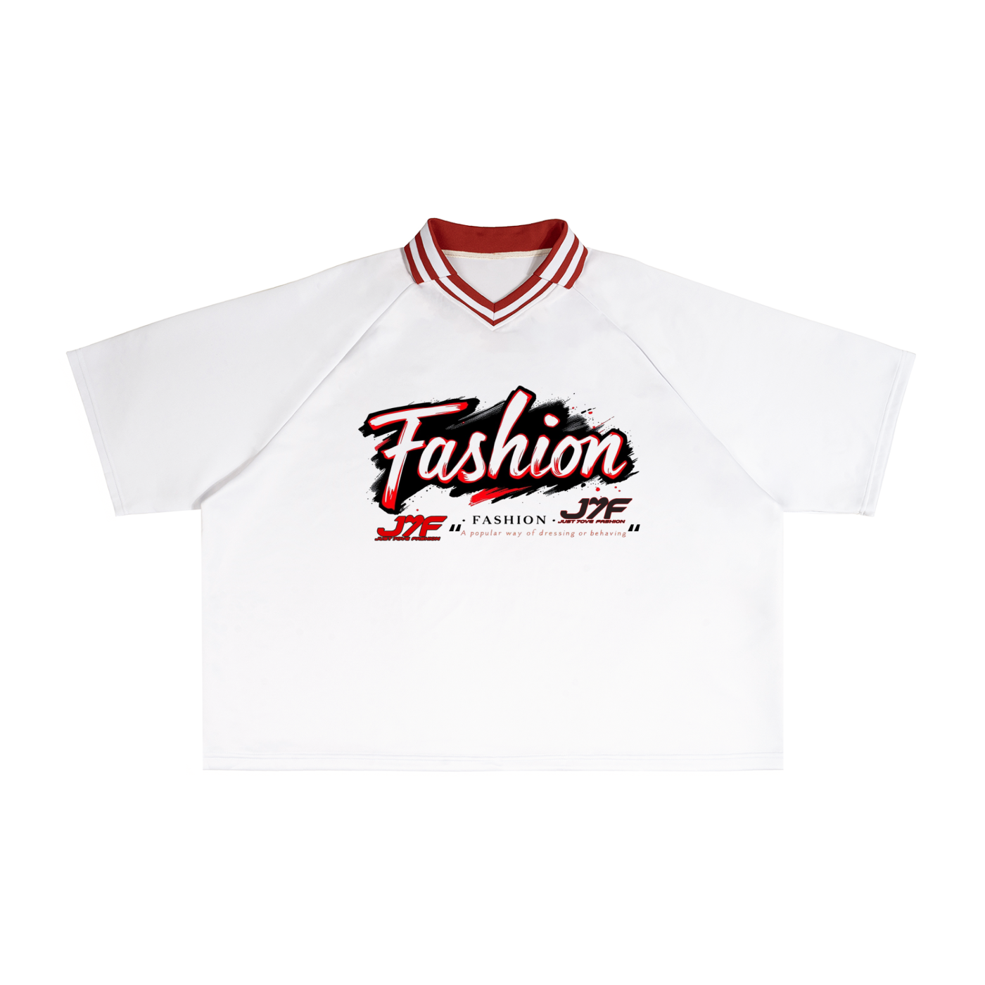 Contrast Lapel Collar Boxy T-Shirt