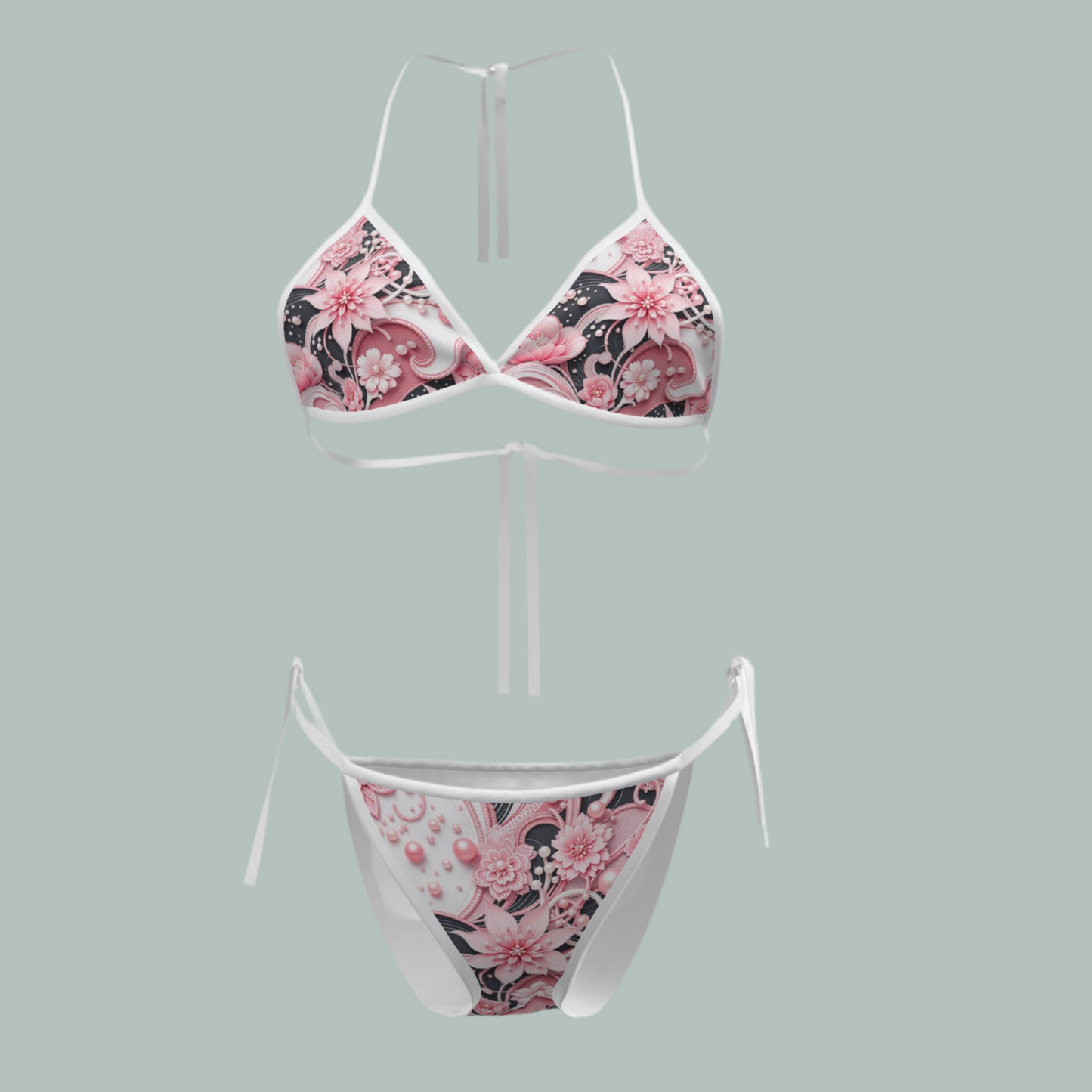 All-Over Print Women's Cami Bikini Swimsuit-Milk Silk 180 GSM