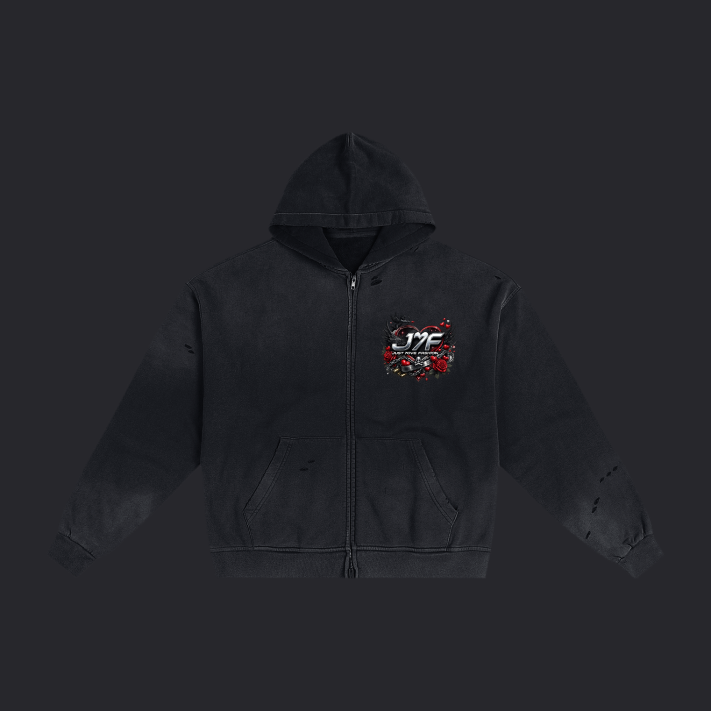 Hand-Frayed Sunfade Zip Hoodie
