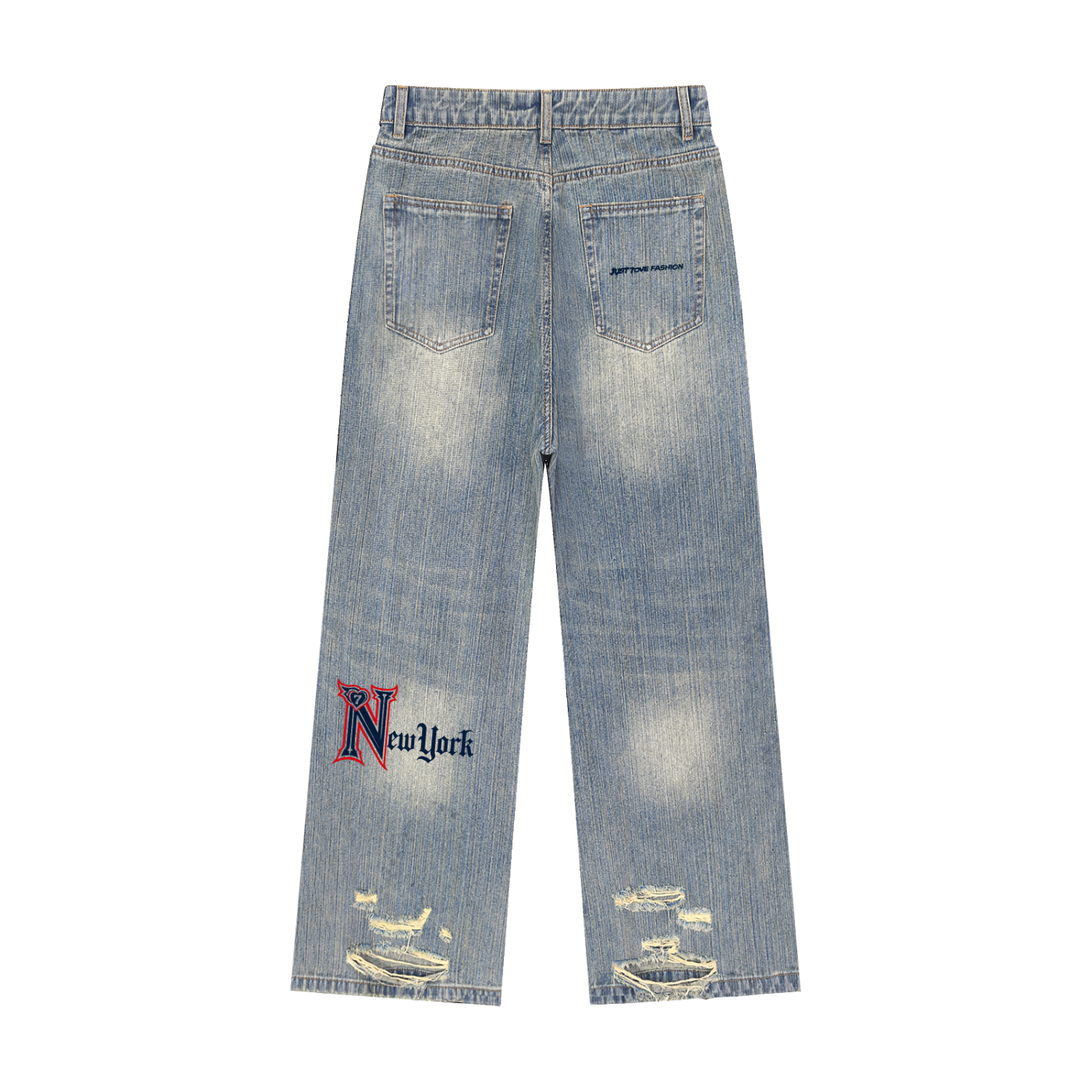 Vintage Wash Distressed Denim Jeans