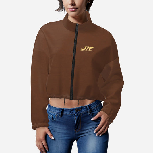 All-Over Print Women's Fleece Sweatshirt Short Jackets