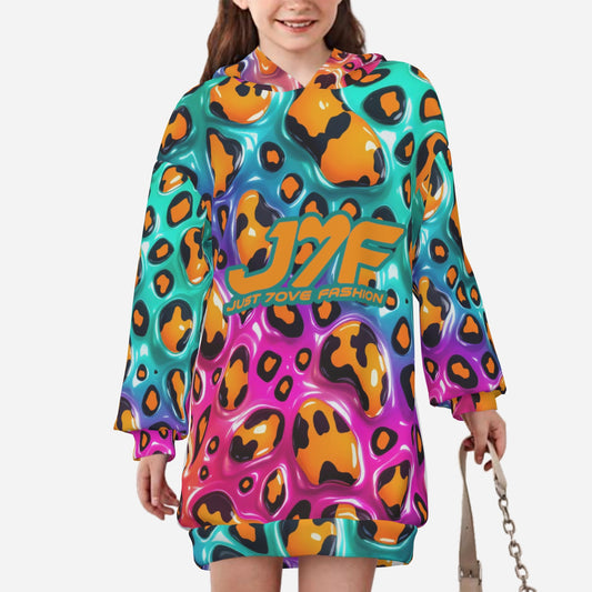 All-Over Print Girl's Long Hoodie Sweatshirt Dress