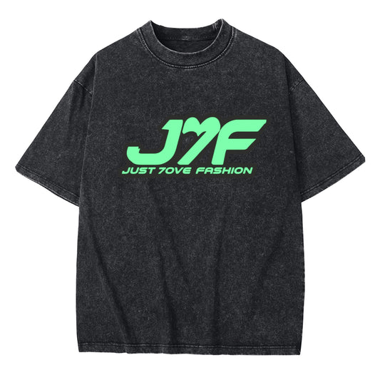 2 Side Simple Print Men's Distressed Cotton Vintage Casual T-Shirt