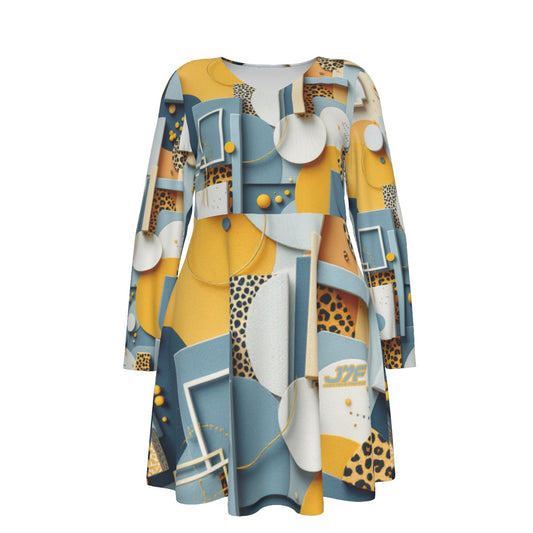 Women's V-neck Long Sleeve Dress(Plus Size)
