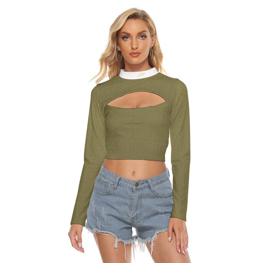 All-Over Print Women's Hollow Chest Keyhole Tight Crop Top