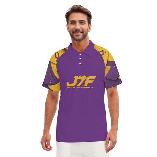 All-Over Print Men's Short Sleeve Polo Shirt With Button Closure