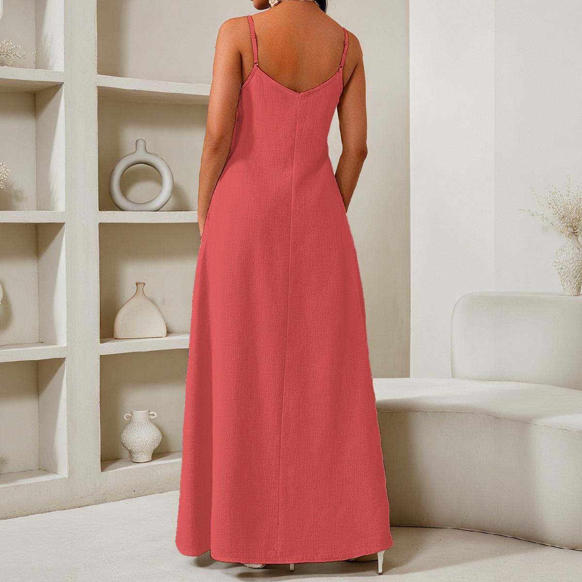 All-Over Print Women's Elegant V-Neck Maxi Dress