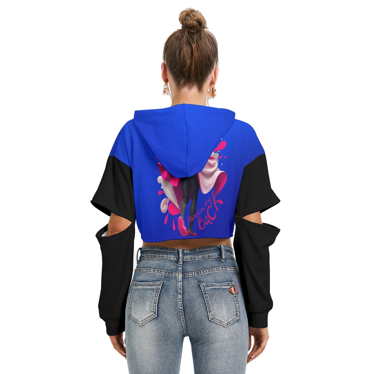 All-Over Print Women's Heavy Fleece Hoodie With Hollow Out Sleeve
