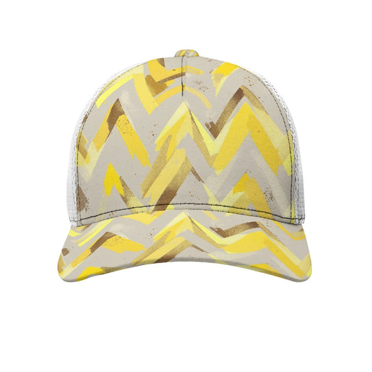 All-Over Print Black Buckle Peaked Mesh Cap With Box