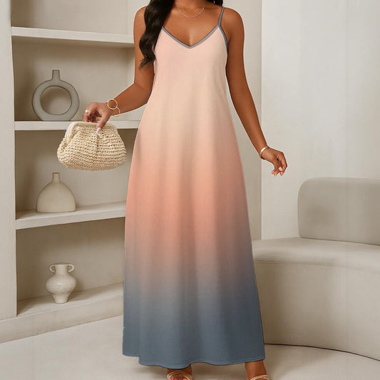 Women's Elegant V-Neck Maxi Dress