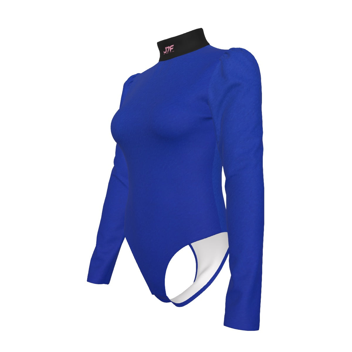 All-Over Women's Turtleneck Bodysuit With Puff Sleeve
