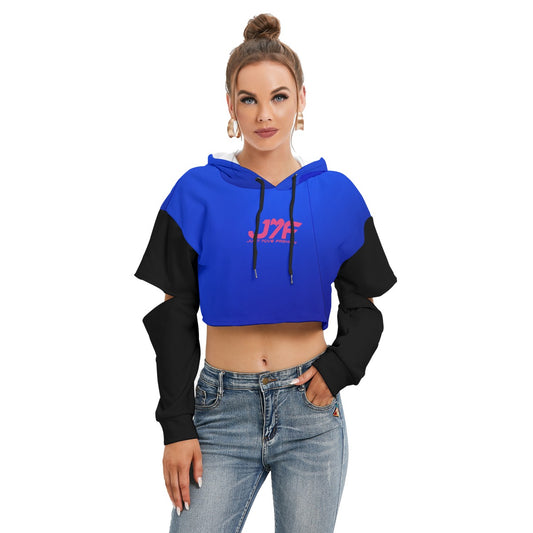 All-Over Print Women's Heavy Fleece Hoodie With Hollow Out Sleeve